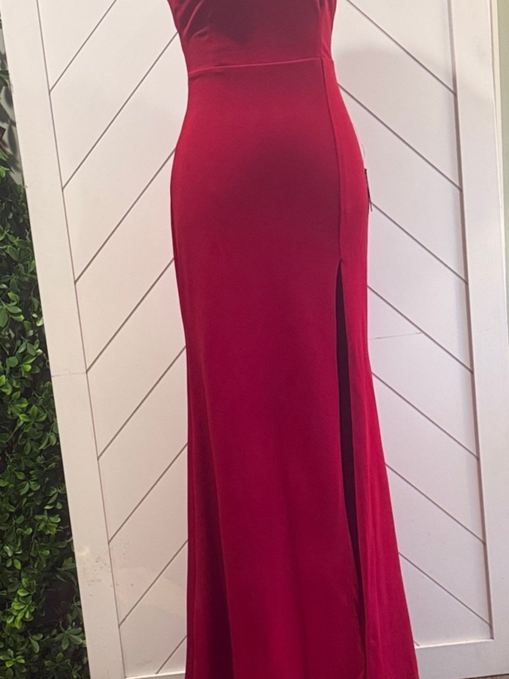 NWT- Keep It Interesting Red Asymmetrical Cutout Halter Dress - Picture 6 of 15